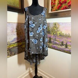 Torrid High Low Dress - Blue Floral on Gray